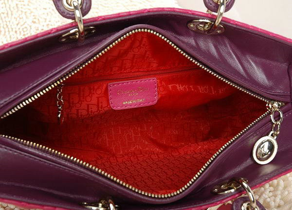 replica jumbo lady dior lambskin leather bag 6322 rosered&orange with silver hardware